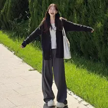 高身長向けロングテーラードパンツ【ハイウエスト・ストレート・ワイドレッグ・秋春用】（セットアップ対応）