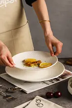 ホワイト ディナープレート ステーキプレート 家庭用 深皿 セラミック ラグジュアリー感