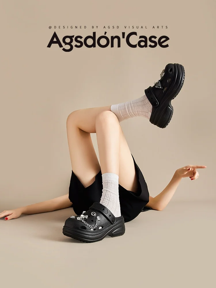 黒のサンダル厚底モデル：サイズ感とかかと高さの実際のフィット確認法