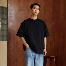 VMCL 280g コットン丸首無地Tシャツ【男女兼用・ブラック・ホワイト】