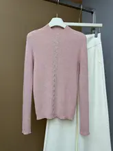 重工のビジュー飾り付きハイネックセーター【極上の柔らかさ・冬用・山羊毛・女性用】