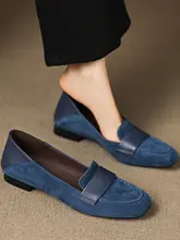 本革製 ラウンドトゥ ローヒール ローファーシューズ【快適ソフトソール・カジュアルデザイン】（セットアップ対応）