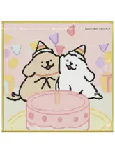 線描の小犬のクロスステッチアート【カートゥーンデザイン・子供部屋用】