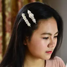 パール付きヘアクリップ【レトロエレガント・前髪用】