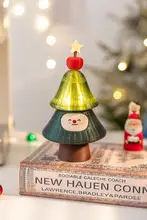 ミニクリスマスツリー 置物 卓上 LED ライト 発光 ガラス ポップカラー かわいい インテリア リビング 飾り