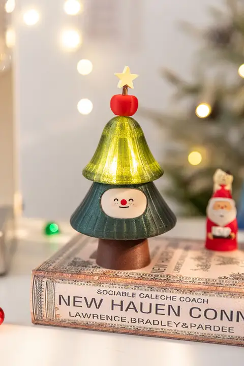 ミニクリスマスツリー 置物 卓上 LED ライト 発光 ガラス ポップカラー かわいい インテリア リビング 飾り