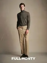 温かさと快適さを兼ね備えたウールビジネススラックス【高腰・ワイドフィット・ヘリンボーンデザイン】
