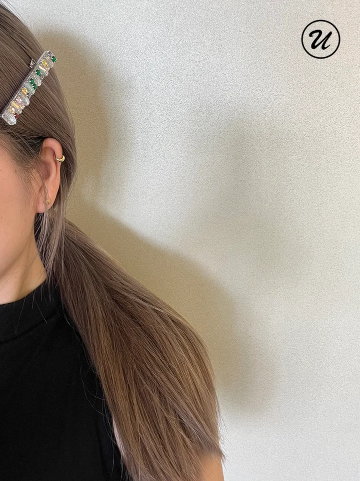 カラフルな水晶のヘアクリップ【秋冬用・重工デザイン・デュックビル】