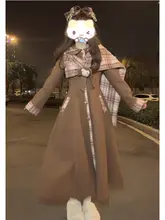 優雅な雰囲気漂うロングウールコート【韓国系・ピースデザイン・ロリータスタイル】