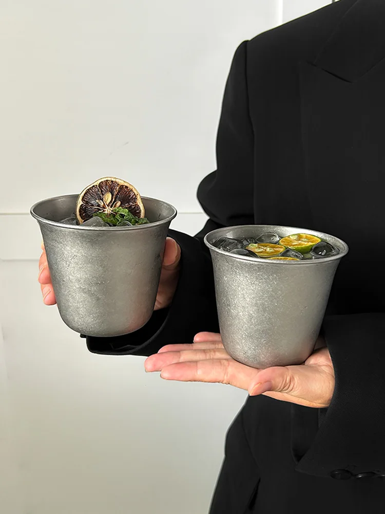 アメリカンビンテージ風ステンレスストローカップ：広口デザインで日常のコーヒーと冷飲を快適に