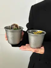 アメリカンビンテージ風マット仕上げの食品グレードステンレスコーヒーカップ【冷飲用・広口デザイン・工業スタイル】