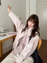 ゆったりしたリボン付き立襟コート【女性用・デザイン・小柄向け】