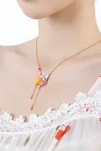 かわいいウサギデザインのバルーンネックレス【淡いエナメル仕上げ・プレゼントに最適】