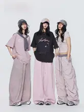 春向けストリートスタイル Tシャツ【スウィートピンク・長パンツ・男女兼用】