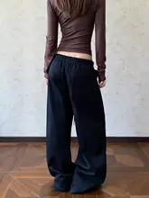 アメリカンレトロ風ロゴプリントカジュアルパンツ【女性用・ゆったりシルエット・ストリートスタイル】
