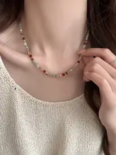 夏用カラフルな水晶ビーズネックレス【ハイエンドデザイン・デコルテチェーン・女性用】