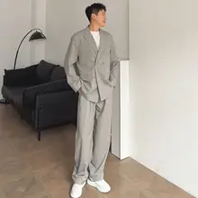 春季用ダブルボタンスーツ【カジュアルスタイル・男士用・洗練されたデザイン】（セットアップ対応）