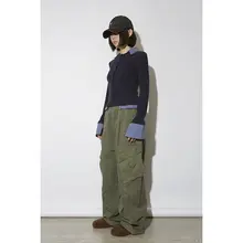 April20th 植物染めカーゴパンツ【春秋用・ハイウエスト・ワイドレッグ・ドラッグレングス】
