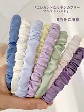 シンプルデザインのサテン風ヘアバンド【皺あり・可愛いアクセサリー・お出かけ用】