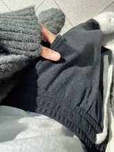 深灰色の糯米風カジュアルパンツ【秋冬用・ハイウエスト・ゆったり・ワイドレッグ】（セットアップ対応）