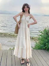 レース刺繍キャミソールワンピース【夏用・美しいデザイン・ロング丈】