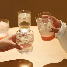 ブルーリリーパターンの耐熱ガラスマグカップ【家庭用・オフィス用・個人用】