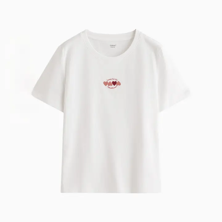 刺繍入り 半袖Tシャツ【コットン・快適・ゆったりデザイン】