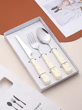 304ステンレス製の北欧風西洋料理用カトラリー【フォーク・ナイフ・デザートスプーン】（ セットアップ対応）