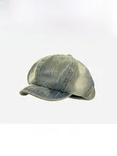 ヴィンテージ風ウォッシュドデニムベレー帽【レディース・顔周りを引き立てるデザイン】