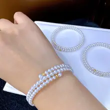 天然淡水パールの多重ブレスレット【極上の光沢・ほぼ無傷・ファッションアイテム】