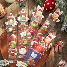 クリスマス用厚手クッキー袋【透明使い捨て・マドレーヌ・お菓子用・パッケージ】