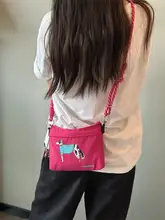 ボールチェーン付き刺繍ミニショルダーバッグ【犬柄・カジュアルデザイン】