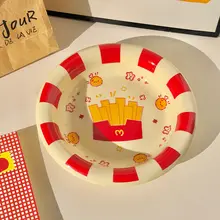 可愛いフライドポテト用深皿【釉下彩陶器・家用・高級感】