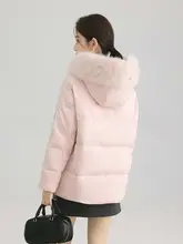 フード付き毛皮襟のゆったりダウンジャケット【女性用・冬用・極上の柔らかさ】