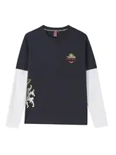 泥棒青い鯉と海浪のデザイン長袖Tシャツ【メンズ・秋冬用】（セットアップ対応）