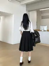 毛羽付き中長丈プリーツスカート【秋冬用・ハイウエスト・Aライン・レトロデザイン・ポケット付き】