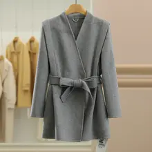 ディンウールとウサギ毛、シルクを使用したリバーシブルコート【フレンチスタイル・ウエストマーク】