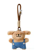 可愛い茶色の犬型プラッシュストラップ【飾り付き・カジュアルシーンに最適】