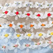 幅広な立体的な香草ローズのカラフルレース【DIYヘアアクセサリー用・ロリータスタイル】