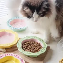 高脚陶器製キャットボウル【猫用・食器・水・ペット用・抗転倒デザイン】