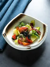 陶器製 四角皿【寿司・刺身用・和風デザイン】