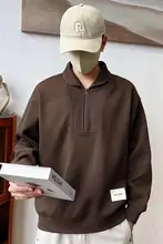 品質感溢れるニットハーフジップスウェットシャツ【男性用・春秋向け・ゆったりデザイン】