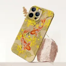 金桂錦鯉デザインのスマートフォンケース【新中式・Apple 対応・柔らかいシリコン】