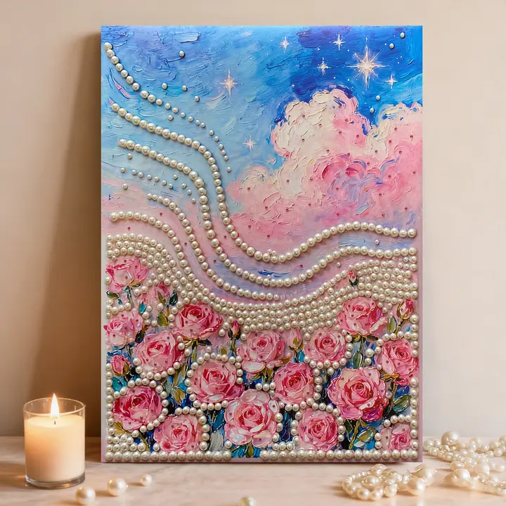 手作りダイヤモンド絵画【星河・バラ・植物デザイン・インテリア装飾用】