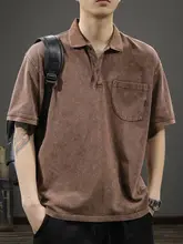 高級感溢れるウォッシュ加工POLOシャツ【半袖・ポケット付き・アメリカンスタイル】