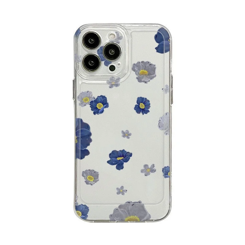 小花柄シリコンスマホケース：カード入れ付きで通勤シーンに最適な防撃設計