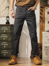 メンズ アメリカンスタイル デニムストレートパンツ【春秋用・工装・ストレッチ素材】