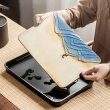 陶磁器製 茶盤【新中式・2人用・軽量・水切り機能付き】
