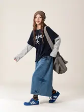 花柄長袖Tシャツ【ブラック・フィット・春用】（セ  ットアップ対応）
