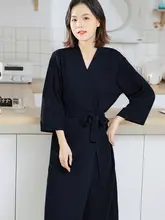 カップル用 ワッフル生地の長めのバスローブ【秋冬・薄手・ホテルスタイル・春夏対応】（セットアップ対応）